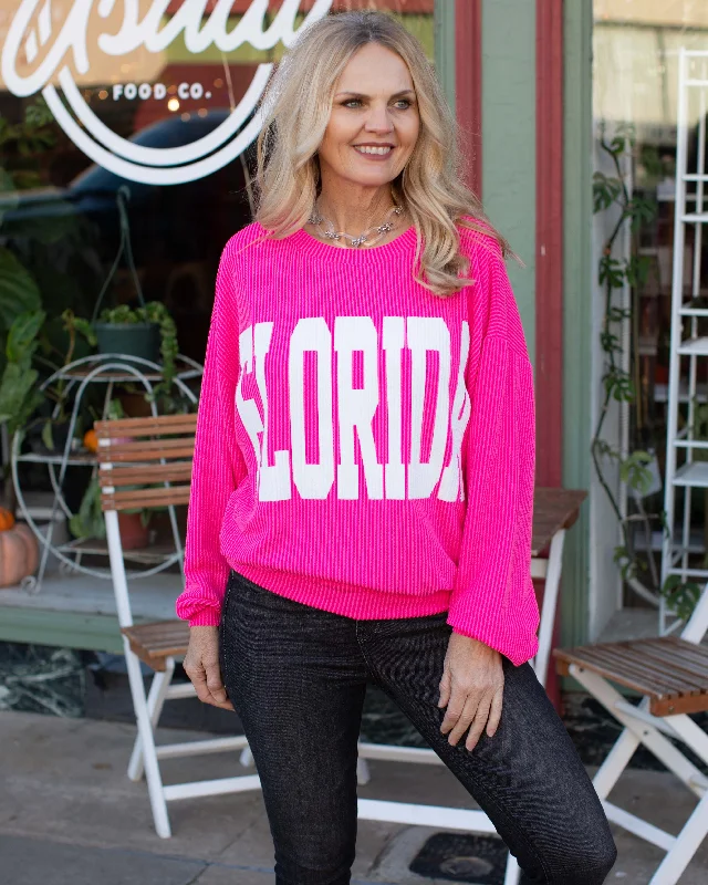 FLORIDA RIB CORD SWEATSHIRT - FUCHSIA