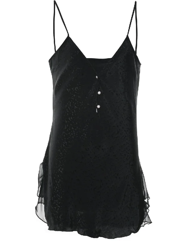 Black Classic Pearl Detail Strappy Slip - L