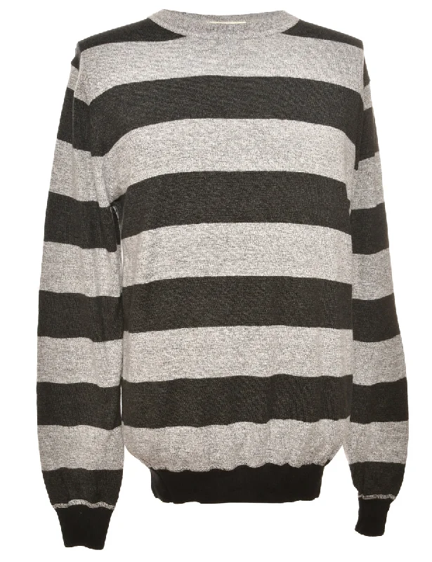 Black & Grey Knit Jumper - L