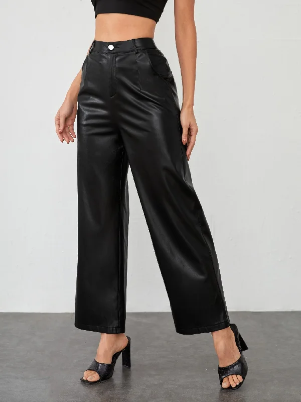 Glamorous Plain Zipper High Waist Long Women Pants