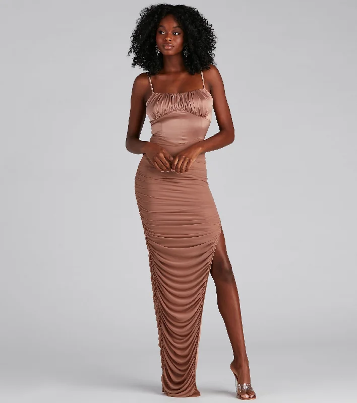 Myka Formal Square Neck Mesh Dress