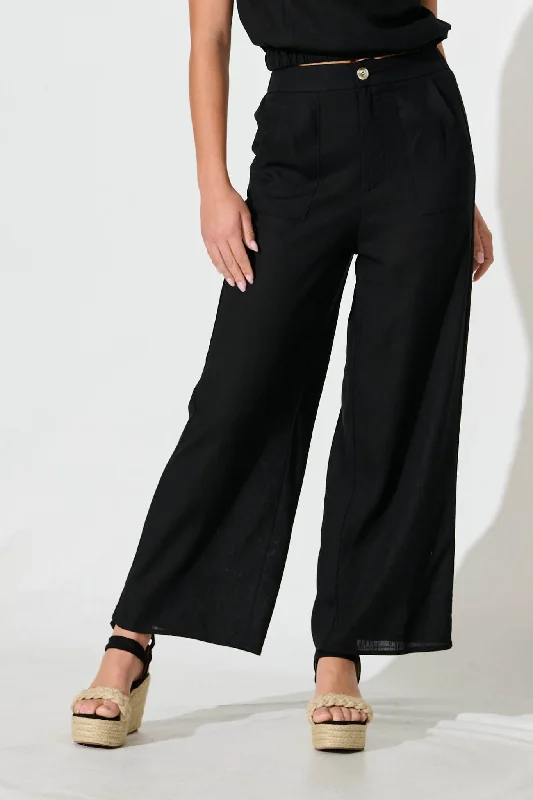 Missoula Pant In Black Linen Blend