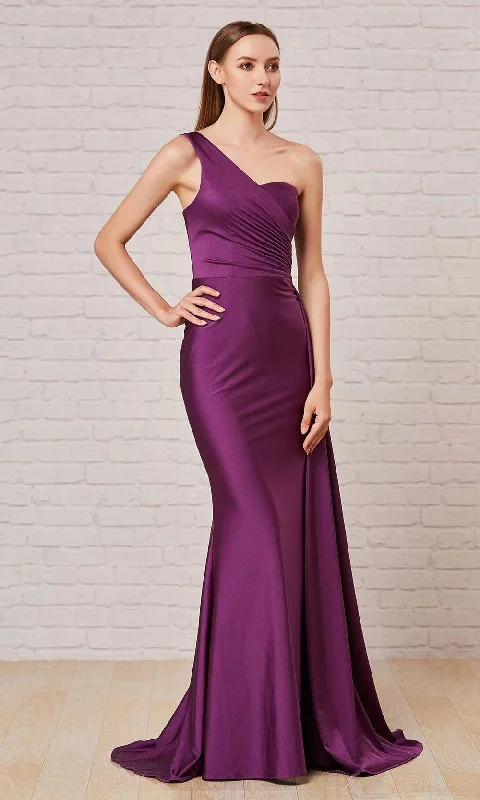 J'Adore Dresses - J18015 Asymmetric Neck Trumpet Dress