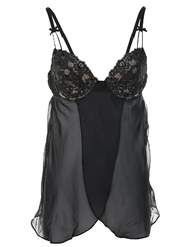 Black Classic Lace Babydoll - L