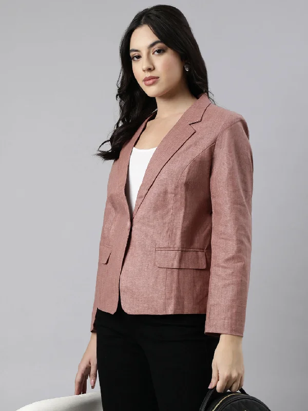 Women Brown Single-Breasted Blazer