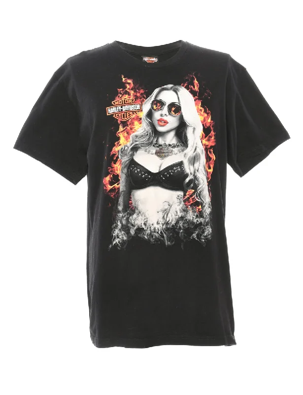 Black Harley Davidson Printed T-shirt - L