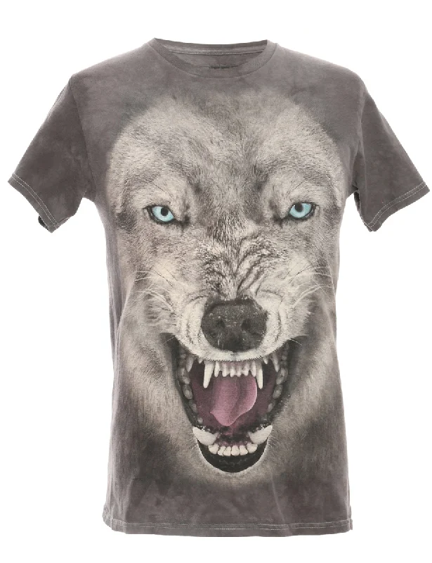 Wolf Print Animal T-shirt - S